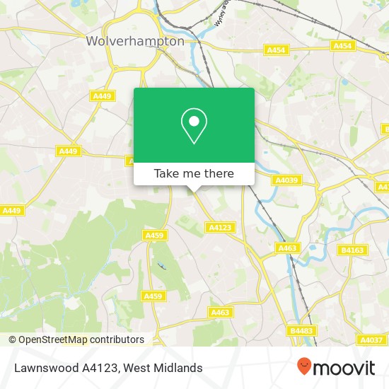 Lawnswood A4123, Lanesfield Wolverhampton map