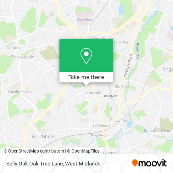 Selly Oak Oak Tree Lane map