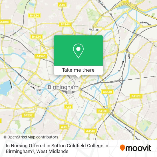 Is Nursing Offered in Sutton Coldfield College in Birmingham? map