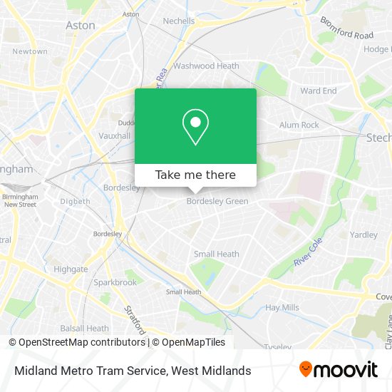 Midland Metro Tram Service map