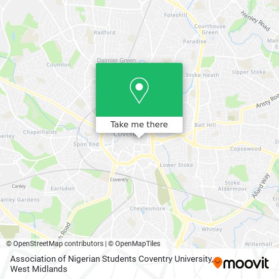 Association of Nigerian Students Coventry University map