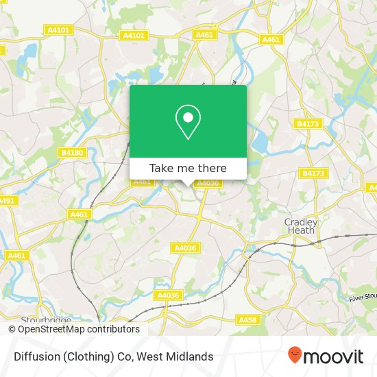 Diffusion (Clothing) Co, Brierley Hill Brierley Hill map