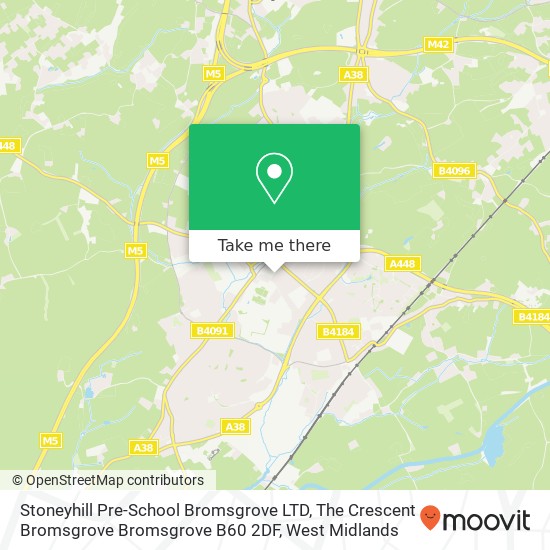 Stoneyhill Pre-School Bromsgrove LTD, The Crescent Bromsgrove Bromsgrove B60 2DF map