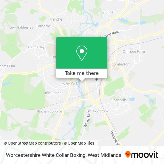 Worcestershire White Collar Boxing map