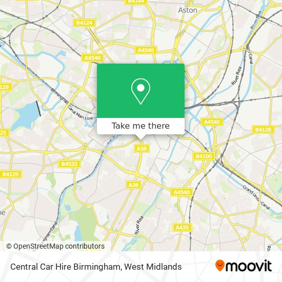 Central Car Hire Birmingham map