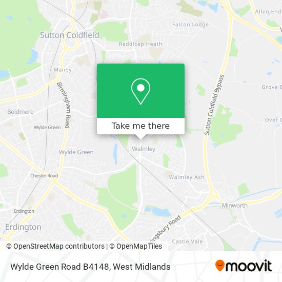 Wylde Green Road B4148 map