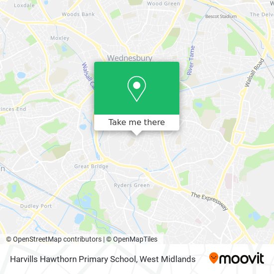 Harvills Hawthorn Primary School map