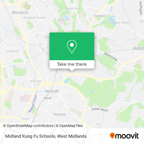 Midland Kung Fu Schools map