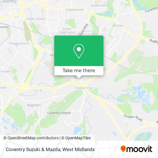 Coventry Suzuki & Mazda map