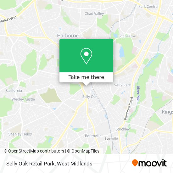 Selly Oak Retail Park map