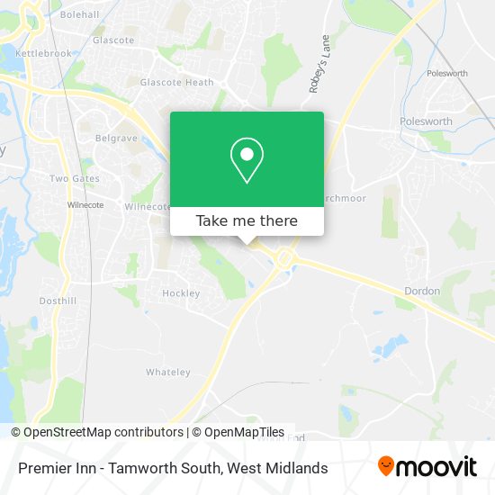 Premier Inn - Tamworth South map