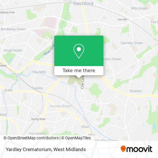 Yardley Crematorium map