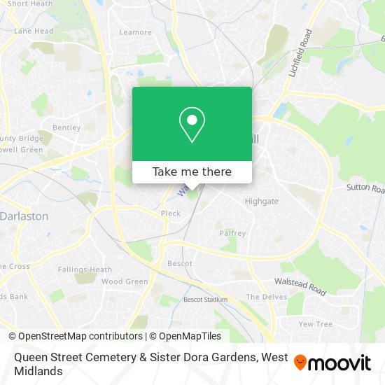 Queen Street Cemetery & Sister Dora Gardens map