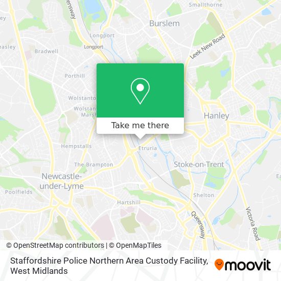 Staffordshire Police Northern Area Custody Facility map