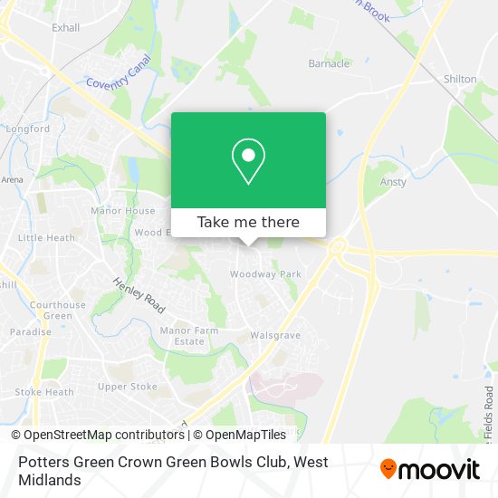 Potters Green Crown Green Bowls Club map