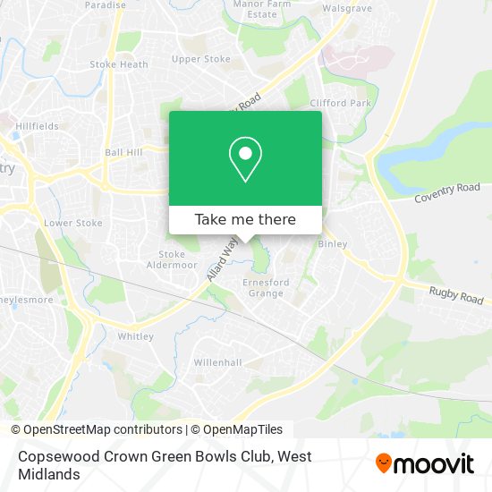 Copsewood Crown Green Bowls Club map