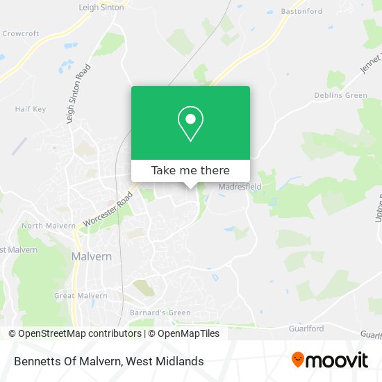 Bennetts Of Malvern map