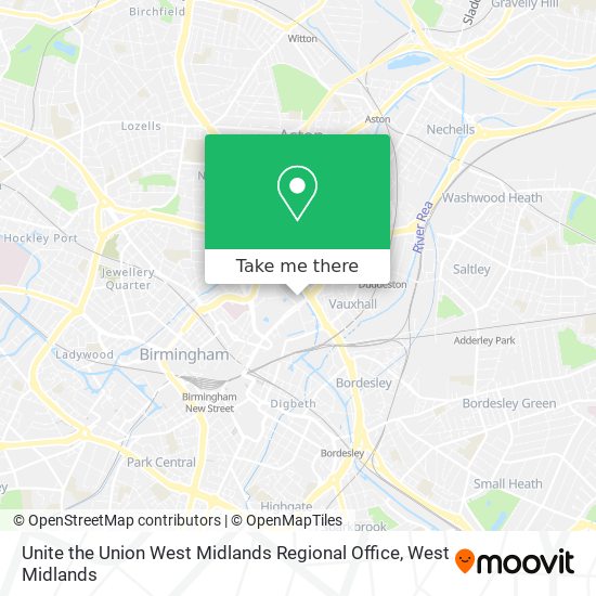 Unite the Union West Midlands Regional Office map
