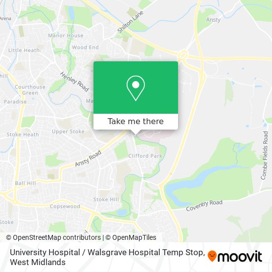 University Hospital / Walsgrave Hospital Temp Stop map
