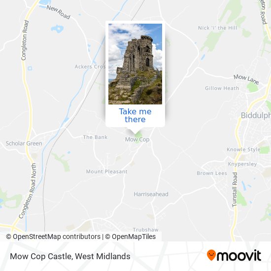 Mow Cop Castle map