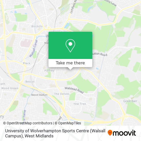 University of Wolverhampton Sports Centre (Walsall Campus) map