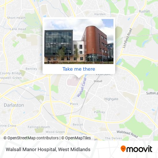 How to get to Walsall Manor Hospital in Pleck by Bus Train or