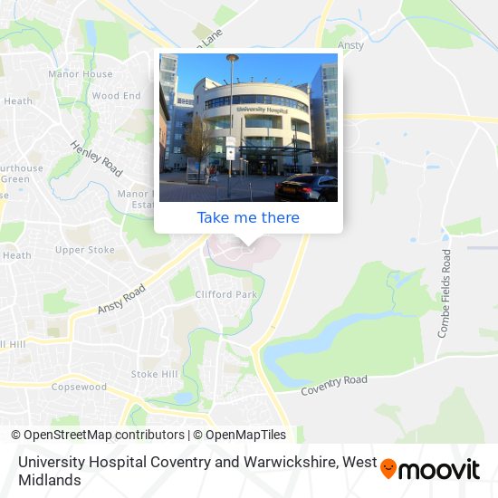 University Hospital Coventry and Warwickshire map
