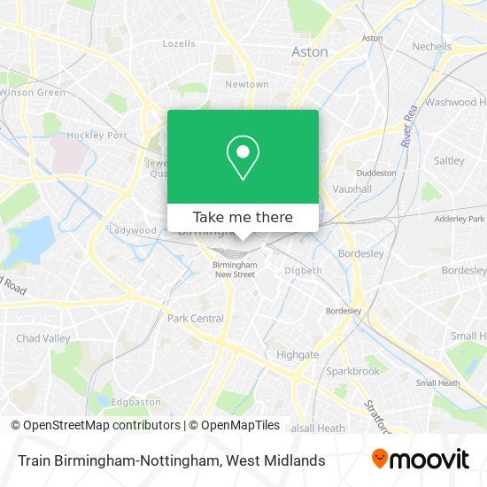 Train Birmingham-Nottingham map