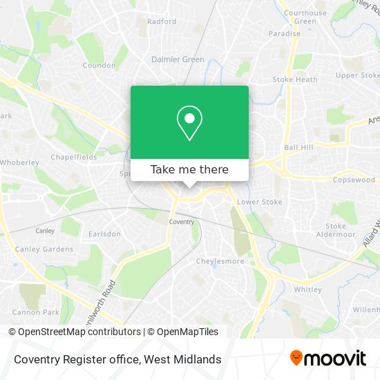 Coventry Register office map