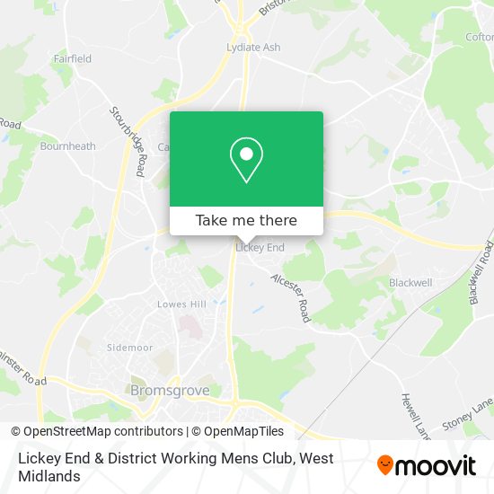 Lickey End & District Working Mens Club map