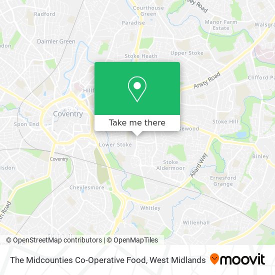 The Midcounties Co-Operative Food map