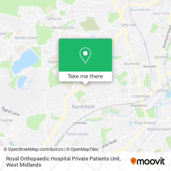Royal Orthopaedic Hospital Private Patients Unit map