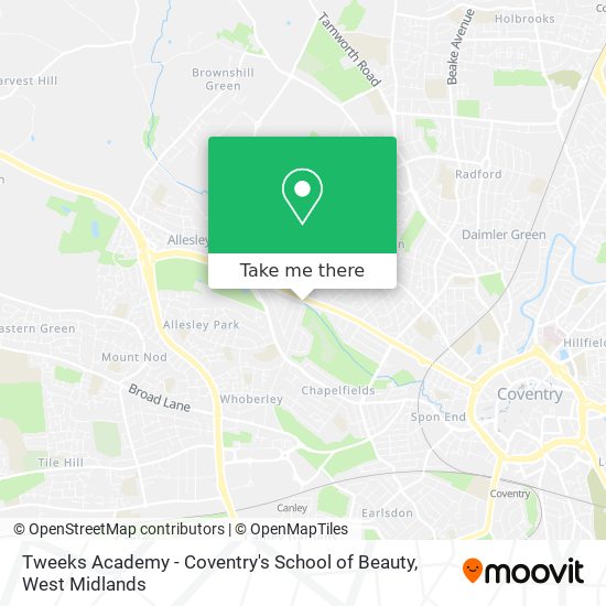 Tweeks Academy - Coventry's School of Beauty map