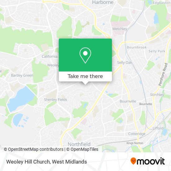 Weoley Hill Church map