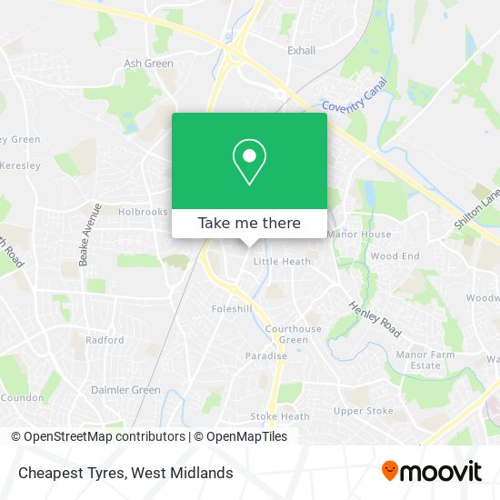 Cheapest Tyres map