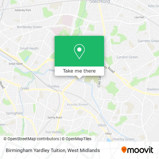 Birmingham Yardley Tuition map