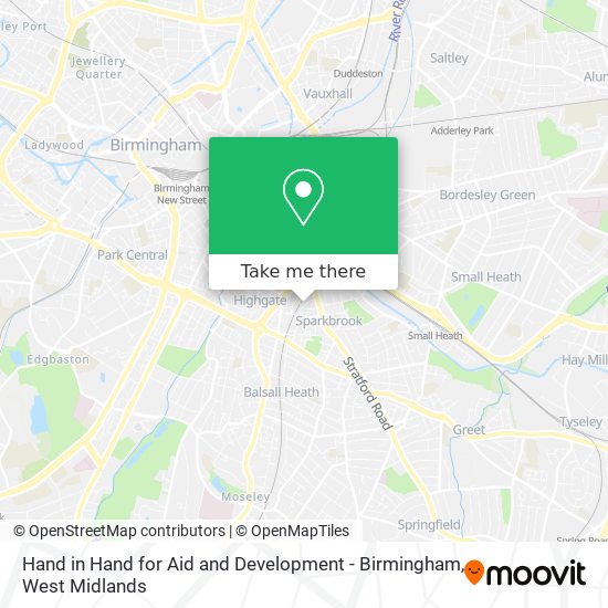 Hand in Hand for Aid and Development - Birmingham map