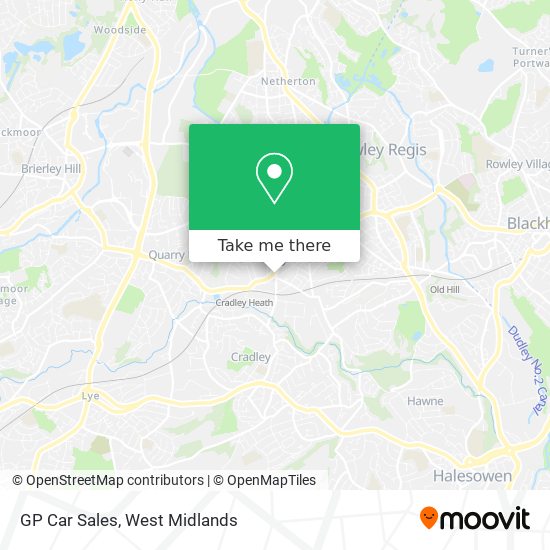 How to get to GP Car Sales in Cradley Heath And Old Hill by Bus or Train?