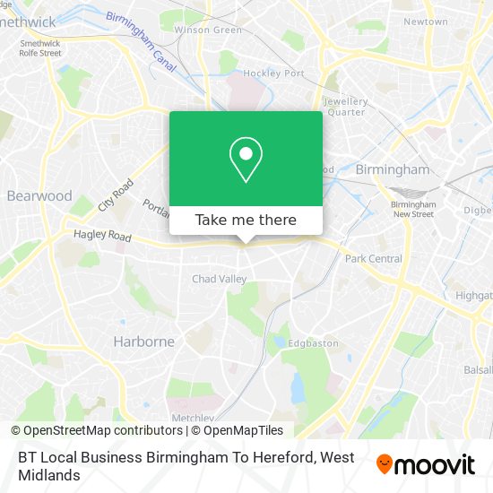 BT Local Business Birmingham To Hereford map