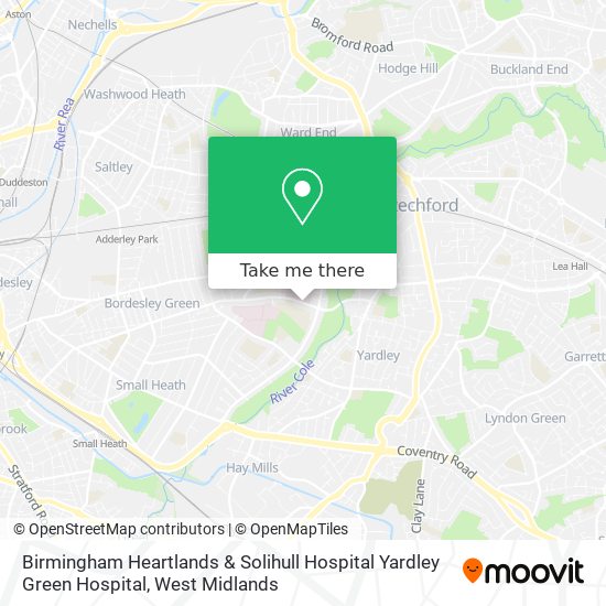 Birmingham Heartlands & Solihull Hospital Yardley Green Hospital map