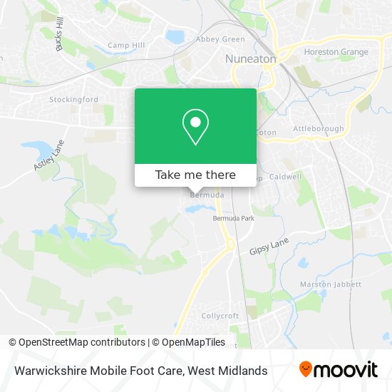 Warwickshire Mobile Foot Care map