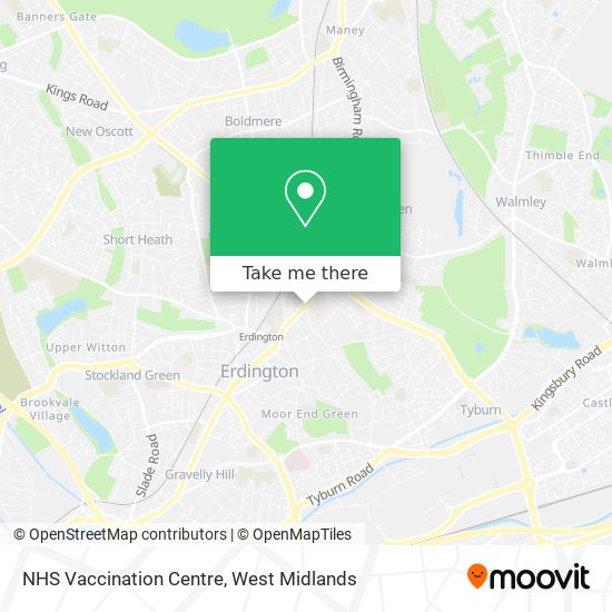 NHS Vaccination Centre map