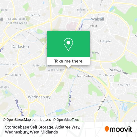 Storagebase Self Storage, Axletree Way, Wednesbury map