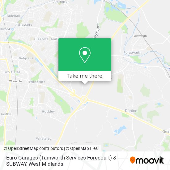 Euro Garages (Tamworth Services Forecourt) & SUBWAY map