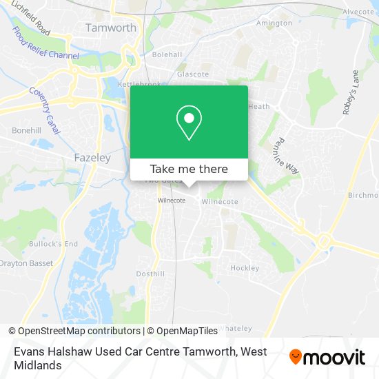 Evans Halshaw Used Car Centre Tamworth map