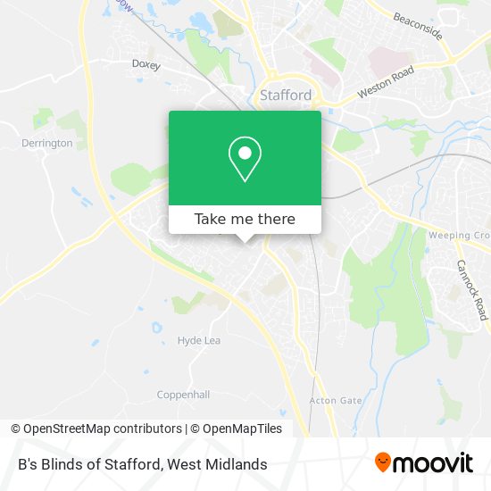 B's Blinds of Stafford map