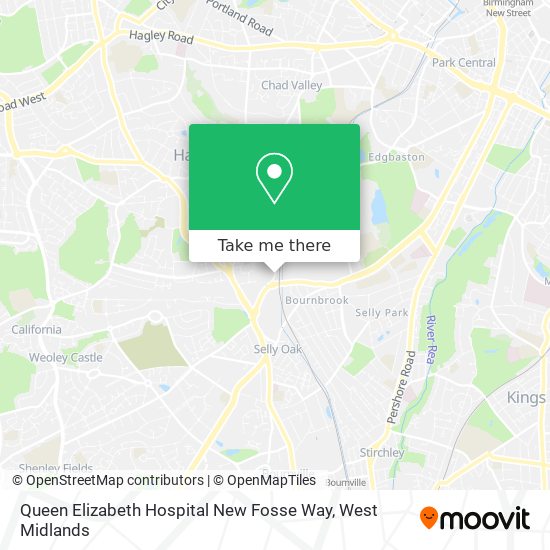 Queen Elizabeth Hospital New Fosse Way map