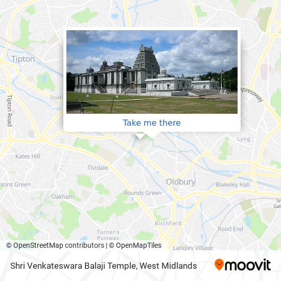 How to get to Shri Venkateswara Balaji Temple in Oldbury by Bus or Train?