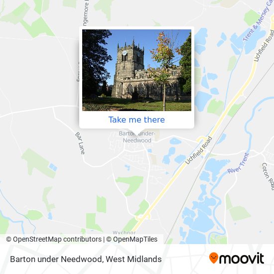 Barton under Needwood map