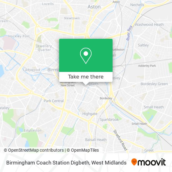Birmingham Coach Station Digbeth map
